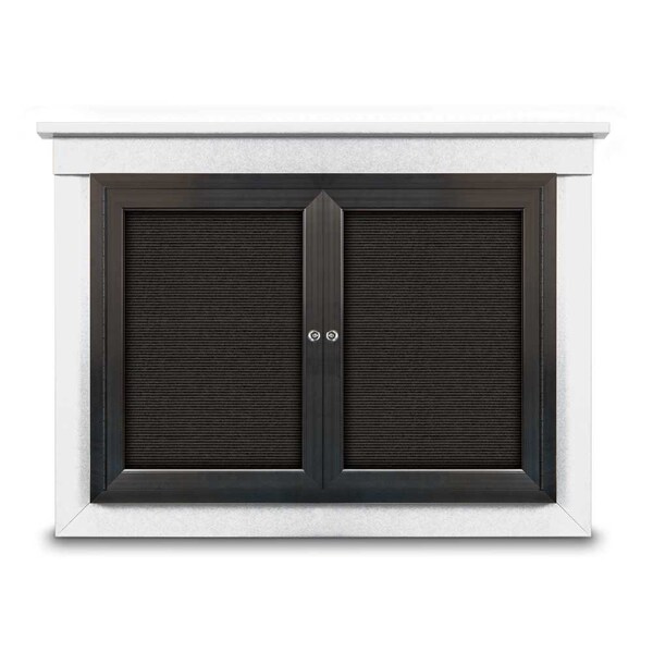 60"x36" 2-Door Enclosed Letterboard, Grey Vinyl/Cherry